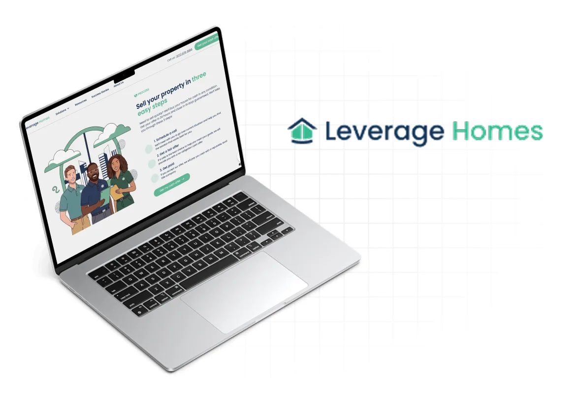 Leverage Homes website on a laptop