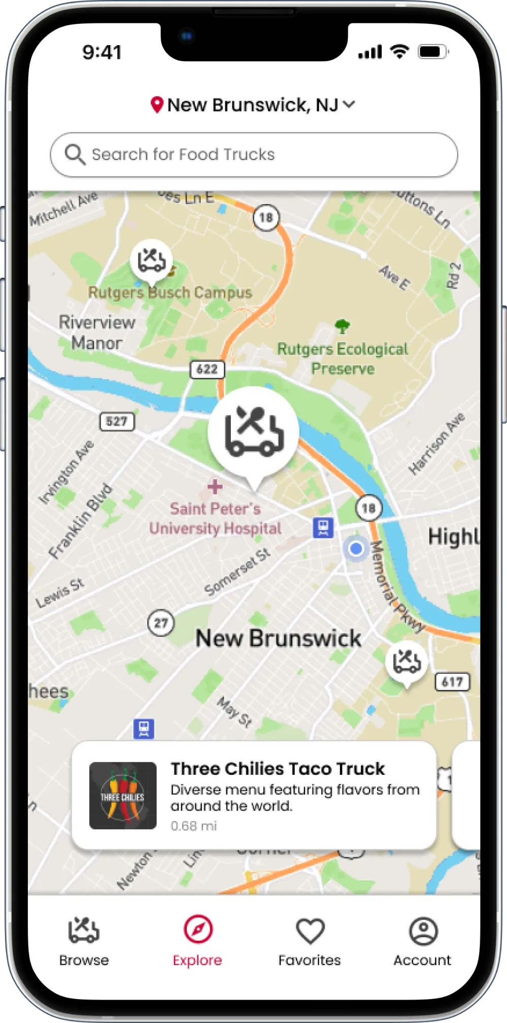 Explore map screen