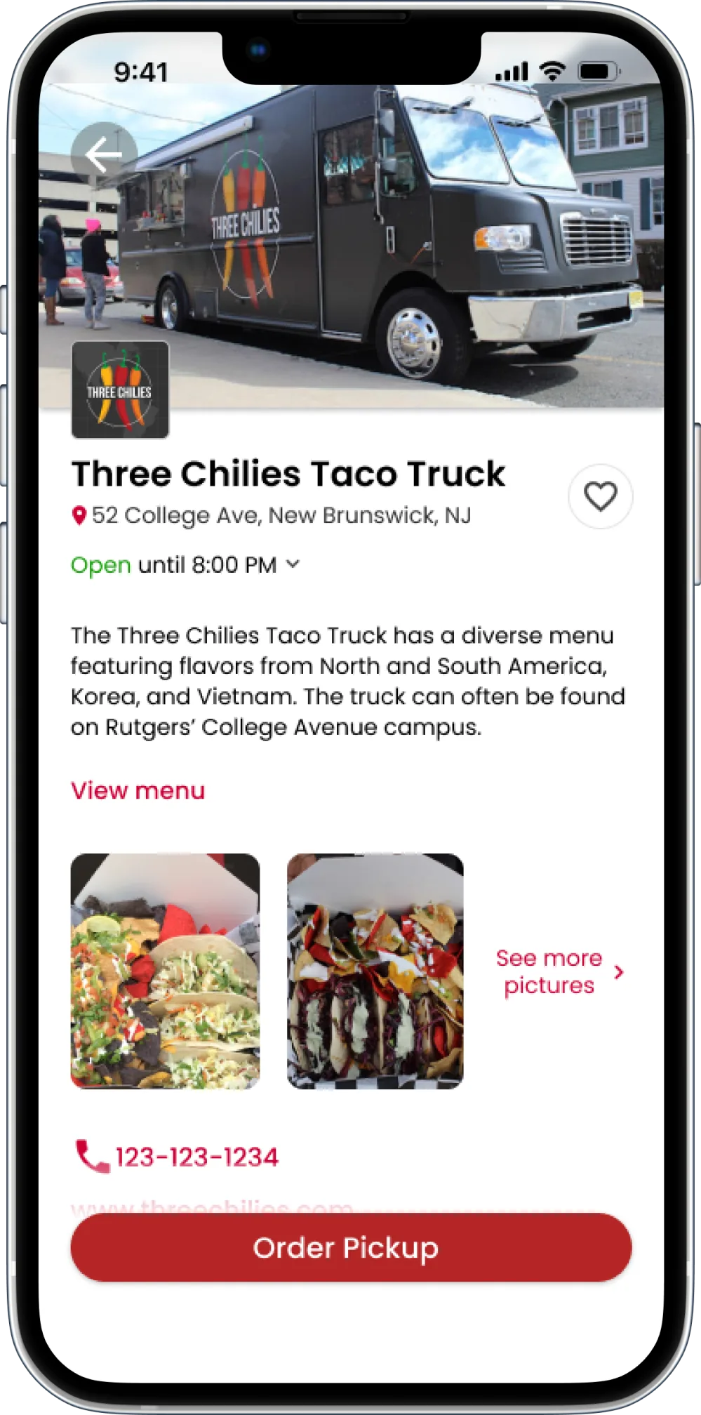 Truck info page