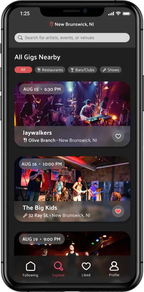 Explore screen
