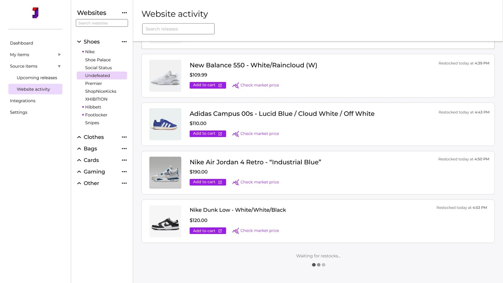 Juiced website activity monitor